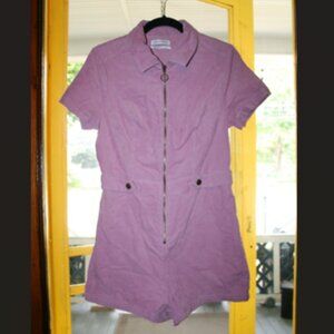 Women's Purple Uo Tyson Zip-front Short Sleeve Romper